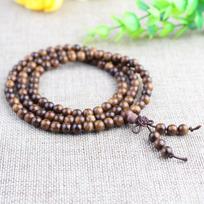 Natural Wood 108 Mala Beaded Bracelet Smooth Finish Mild Fragrance For Meditation Yoga Daily Wear gray