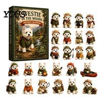 Cute Puppy Holiday Decoration Westie in The Woods Advent Calendar, 24-Day Christmas Countdown Calendar for Kids Dog Figure Set, West Highland A