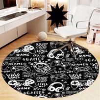 Game Controller Printed Round Rug Carpet Chair Rug Area Rug Entryway Doormats,for Office Chair Living Room Bedroom Kitchen Room. 100cmx100cm brown