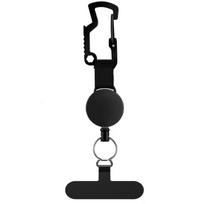 Anti-Theft Retractable Phone Holder Keychain Heavy Duty Strap Tether With Carabiner For Hiking Cycling Climbing black