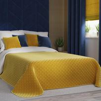 Velvi Velvet Bedspread Saffron Geometric Pattern 220x240