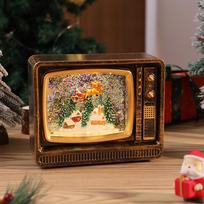 Christmas Snowfall LED Music Box Ornament with USB 18.5*15*7 cm brown