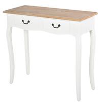 Konsolės stalas Įėjimo stalas Sofos šoninis stalas Meksikietiško stiliaus 2 stalčiai dim. 87I x 34P x 78A cm MDF Medžio masyvas pušies Šviesiai balta 87 x 34 x 78 cm