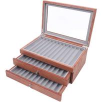 34 Pieces Wood Pen Display Case 3 Level Fountain Pen Display Storage Organizer Box With Drawer And Acrylic Window Gift