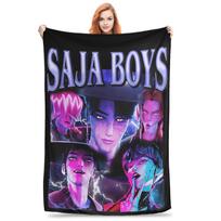 HUNTRIX KPOP Demon Hunters Anime Flannel Blanket Ultra Soft Warm Throw For Bed Sofa Airplane Travel 30x40in blue