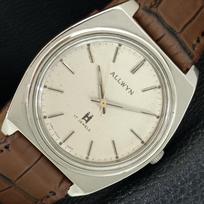 VINTAGE ALLWYN 6300A RANKINIS INDIJOS VYRIŠKAS ORIGINALAUSINĖS CIFERBLATO LAIKRODIS a706055-1 white