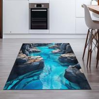 3D įtrūkimų dizaino plotas grindų kilimėlis svetainei ar biurui Unikali moderni apdaila suteikia gilumo ir jūsų erdvei Svetainės kilimas 40X60cm gray