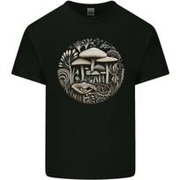 Mushroom Circle Foraging Fungi Forage Mens Cotton T-Shirt Tee Top L gray