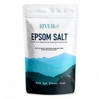 RIVERCO Epsom Salt 1Kg | 100% Pure Magnesium Sulphate Bath Salt | Muscle Relief, Stress Relief, Foot Soak & Better Sleep | Unscented white