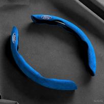 Car Steering Wheel Cover Suede Leather Non-Slip Segmented Protector For Ford Mustang Fiesta Focus Mondeo Kuga Edge F150 Sticker