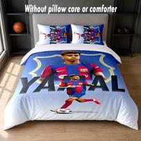 Lamine Yamal Design Bed Bedding Set 1 Duvet Cover + 2 Pillowcases Soft Breathable Household Bed Linens 135cm*200cm blue