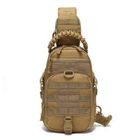 Tactical Sling Bag Men Shoulder Bag Outdoor EDC Chest Bag with Paracord Handle Waterproof Crossbody Pack for Hunting Hiking brown