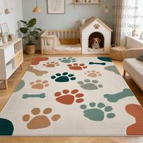 Large Dog Paw Print Area Rug Beige Pet Carpet for Living Room Boho Nursery Mat Puppy Gift Waterproof Indoor Decor 60x90cm24x35in