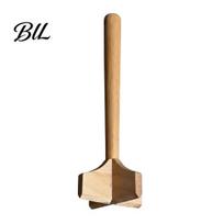 Natural Solid Wood Tool Potato Masher, Ergonomic Comfortable Grip Manual Beef Chopper Kitchen Utensil for Mashing Tool, Non-Toxic Durable Cooking And