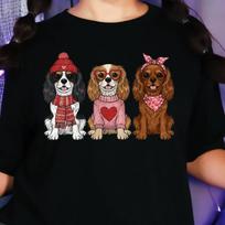 Cavalier King Charles Spaniel Trio T-Shirt, Dog Lover Gift 3XL brown