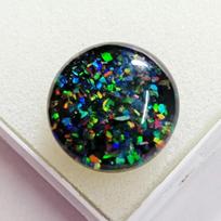 Natūralus Australijos Kabošonas Juodas Ugnies Opalas Apvalus 14,55 Karato Nuostabus Brangakmenis 16.6 mm (Approx.)