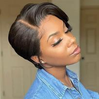 HAIRJOY Synthetic Hair Short Straight Wig for African American Women 8inches beige