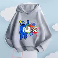 Full of Childlike Fun! Rainbow Friends Blue Cute Character Printed Children's Hoodie, Illuminates Children's Colorful Childhood, Girls' Casual Top 160 gray