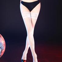 Silicone Anti-Slip Lace Trim Thigh-High Summer Stockings for Women White white