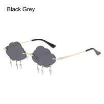 Trendy Clouds Lightning Shaped Sunglasses For Women Retro Colorful Rimless Sun Glasses  90S Funny Disco Party Shades Glasses gray