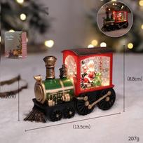HOMZY Christmas Eve Music Box Gift Charming Water-filled Christmas Train Ornaments with Led Lights Christmas Decorations CrystalBall gray