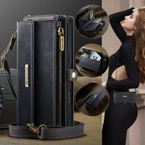 CaseMe Odinė Piniginė su Užtrauktuku ir Dirželiu Kortelėms ir Telefonui iPhone 17 Air 16E 16 Pro Max 15 Plus 14 13 12 11 X XR XS Crossbody Dangtelis iPhone 16 gray