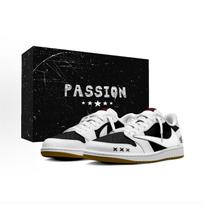 Jordan x Travis Scott Air Jordan 1 Demon Graffiti BOX Leather Low top Vintage Basketball Shoes Women's Black White DZ4137-700(Team1896- BOX) 44.5 black