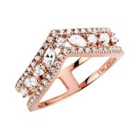 Pandora Sparkling Zircon Double Wishbone Synthetic Cubic Zirconia Copper Silver Alloy Ring Women's 54 sidabras