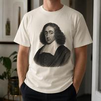 Baruch Spinoza Portrait | Philosophy Shirt | 17th Century Philosopher | Vintage Engraving | Intellectual Gift | Unisex Shirt L white