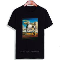 Skipoem Funny T Shirt  Salvador Dali Surreal Art Cotton O Neck Tshirt Plus Size Short Sleeve Brand Unisex Tshirt Tops Tees 4XL gray
