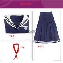 Naujas Helovino kostiumas Cosplay Anime Danganronpa Dangan-Ronpa 2 Toko Fukawa Mokyklinė uniforma su peruku akiniais M blue