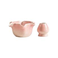 Japoniško stiliaus matcha dubenėlių rinkinys Gėlių formos matcha ruošimo rinkinys Matcha arbatos rinkinys Gėrimų parduotuvė Gradation pink 2pcs beige