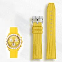 Advanced Rubber Watchband For Rolex Omega X Swatch Joint MoonSwatch Constellation Sports 20mm Watch Strap Curved End Band 20mm yellow