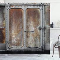 Pramoninė Dušo Užuolaida, Steampunk Stiliaus Antikinė Sudėtis, Žalvarinis Tvirtinimas Apvalus, Audinio Medžiagos Vonios Dekoro Rinkinys su Kabliukais W90xH180cm gray