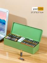 Battery Organizer and Data Cable Transparent Storage Box - Large Capacity, Multi-Layer, Dustproof, Size 5-7 for Electrical Appliances green