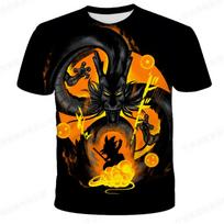 3D T-shirt Summer Short Sleeve O-Neck Goku Vegeta Men's Casual Tee 4XL orange