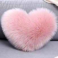 Širdelės formos pliušinė juosmens pagalvė su dirbtinio vilnos įdaru - Pagalvėlė sofos ir biuro atlošui Single-sided Plush 40x50 (no core) rožinė