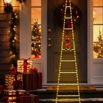 1.7m/3m LED Christmas Santa Climbing Ladder Lights Outdoor 3m Christmas Decorative Ladder Track Light with Santa Claus Xmas 2025 1.7M length šilta balta spalva