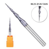 1-8 Round Shank CNC Carbide Ball Nose Tapered End Mill Radius 0.25mm TiAIN Coated End Mill With Plastic Box China Mainland
