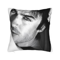 Damon Salvatore The Vampire Diaries Pillowcase Printed Polyester Cushion Cover Gift Ian Somerhalder Throw Pillow Case Cover 30x30cm 12x12in gray