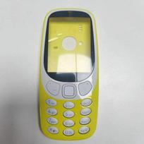 Visas korpusas Nokia 3310 (2G versija) Rėmelis + galinis dangtelis Korpusas su anglišku klaviatūra geltona