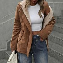 Women's Casual Hooded Quilted Jacket with - Loose Fit Winter Coat M kava