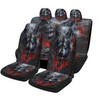 Feral Wolf Rage Themed Car Seat Cover Set For Most Cars, Trendy High-quality Car Seat Protector Covers Full Set, Universal Car S gray