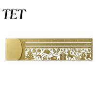 Reading Aid Tool Multi-functional Bookmark Ruler, Ghost/Snowman/Cat/Dog/Tiger/Bird/Dinosaur/Flower Shape Hollow Design, Iron Portable Metal Measuring B beige