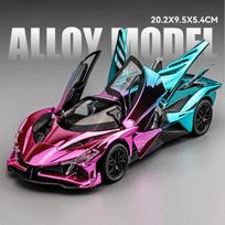 1:24 Apollo Project EVO Electroplate Alloy Muscle Car Model Sound and Light Children's Toy Collectibles Birthday gift black