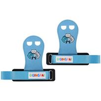 Kids Leather Wrist Support Gloves Pull-Ups Deadlifts Gym Training Anti-Slip Callus Protection Blue Pink Gray Blue