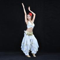 Belly Dance Harem Pants Tribal Baggy Arabic Halloween Latin Costumes Party Night - White, as white