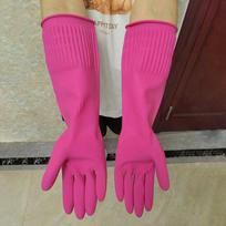 Ypač ilgos latekso indų plovimo pirštinės su vilnos pamušalu - Patvarios, sutirštintos gumos buities valymui Extra Large pink