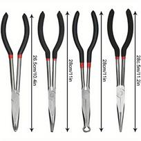 11 inch Needle Nose Pliers Set 4 Pack Long Nose Pliers Set Straight Long 45 90 Deg Needle Pliers and Long Reach Circ Light Blue black