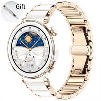 Naujas 18mm keramikos dirželis Huawei Watch GT5 Pro 42mm drugelio sagtimi Pakeičiama apyrankė Huawei Watch GT5 GT4 41MM For Huawei GT5 41mm beige